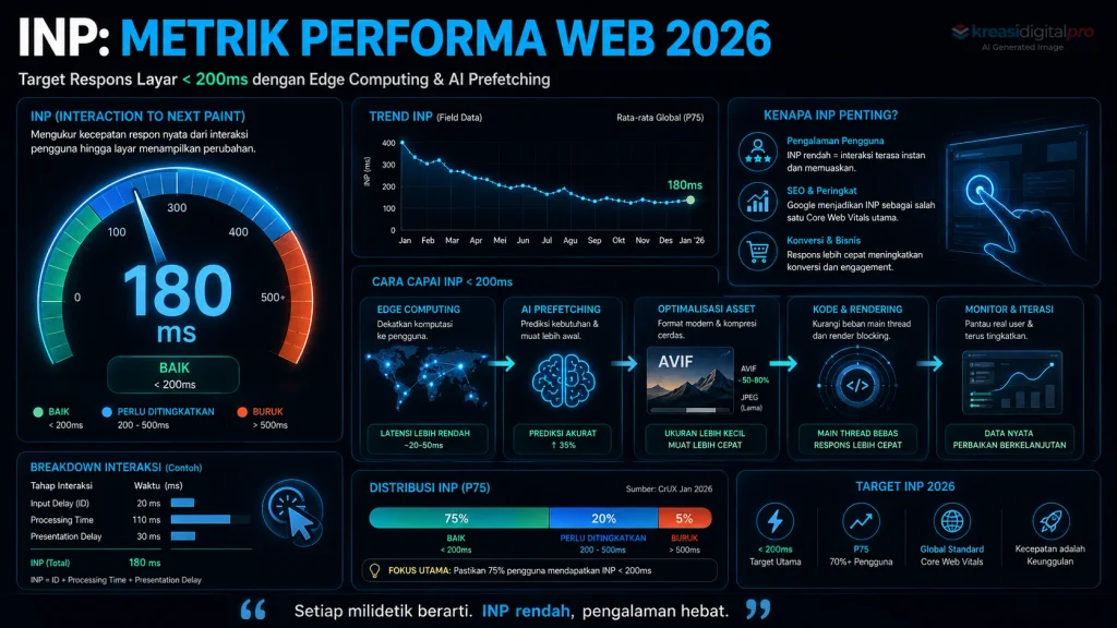 Grafik Metrik Performa Web INP Dibawah 200ms Edge Computing dan AI Prefetching