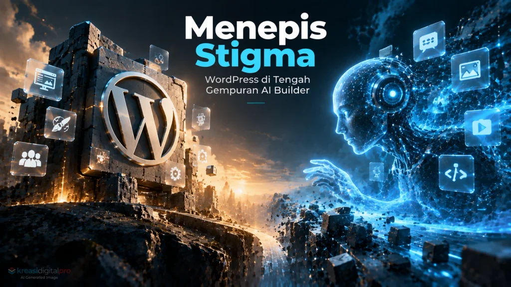 Ilustrasi WordPress menghadapi era AI builder dan perubahan persepsi developer terhadap CMS modern