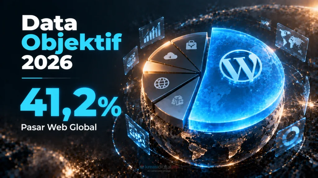 Data dominasi WordPress 2026 dengan pangsa pasar website global dan peran besar sebagai CMS populer