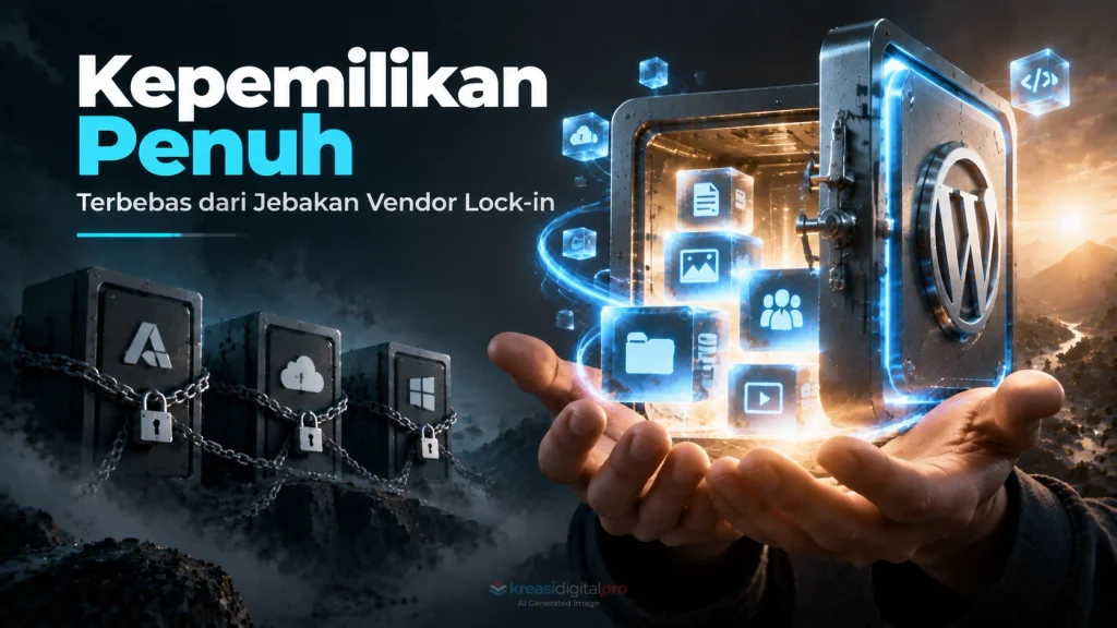 WordPress memberikan kepemilikan penuh data website tanpa ketergantungan vendor lock-in