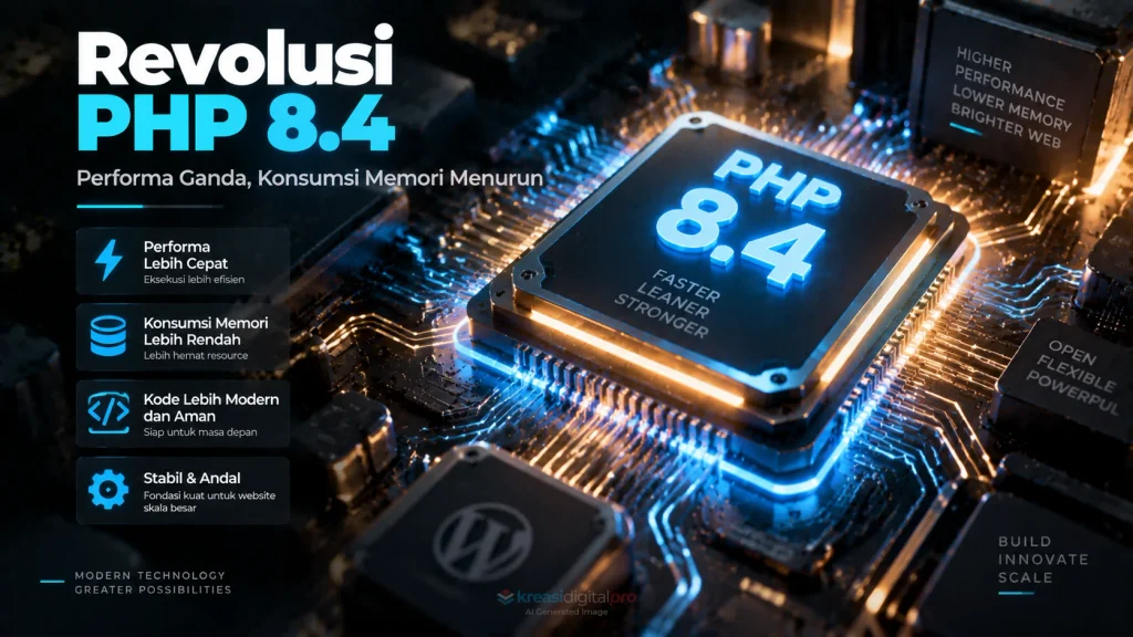 WordPress modern menggunakan PHP 8.4 untuk meningkatkan performa, stabilitas, dan efisiensi server