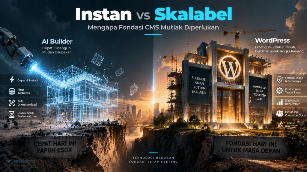 Perbandingan AI Website Builder instan dengan WordPress modern untuk kebutuhan website profesional