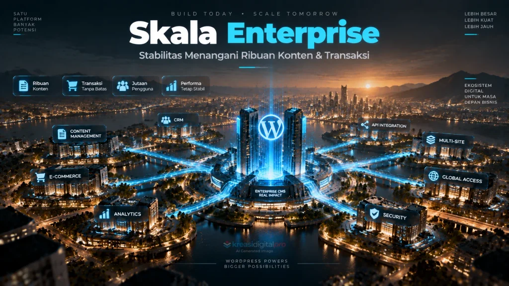 WordPress enterprise sebagai fondasi website besar dengan konten, transaksi, dan keamanan berskala tinggi