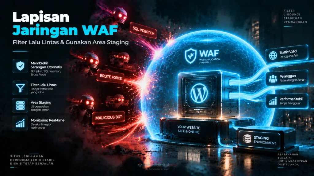 Web Application Firewall WAF melindungi WordPress dari serangan bot, malware, dan ancaman siber