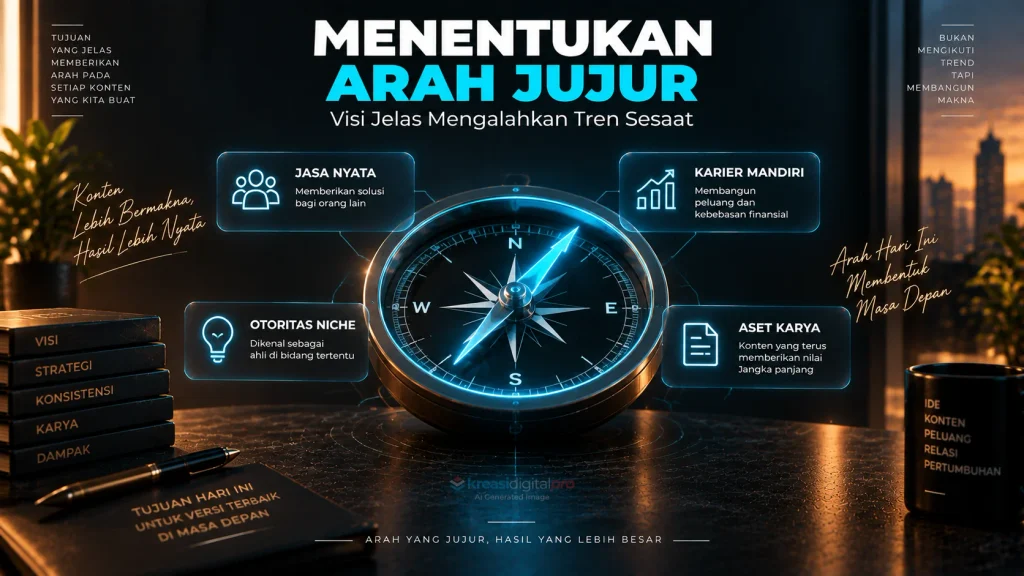 Pilar fondasi pertama bisnis kreator: mengganti impian abstrak "ingin viral/sukses" dengan tujuan konkret yang menentukan arah setiap konten yang diproduksi.