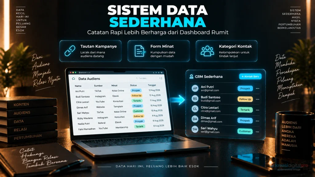 Menunjukkan bahwa mengelola data audiens tidak harus menggunakan perangkat lunak mahal; spreadsheet yang terstruktur rapi sudah cukup menjadi mesin analitik awal yang ampuh.